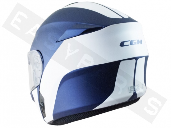 Modular-Helm CGM 508S Berlino Rennen Blau/ Weiß Satin (Doppelvisier)